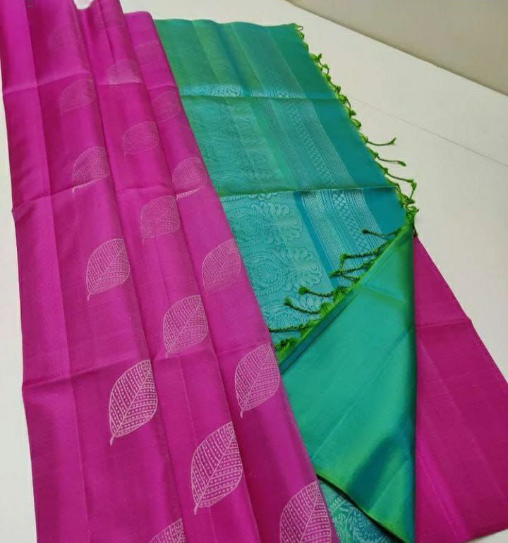 Jazzy Dark Pink Soft Silk Saree With Flamboyant Blouse Piece